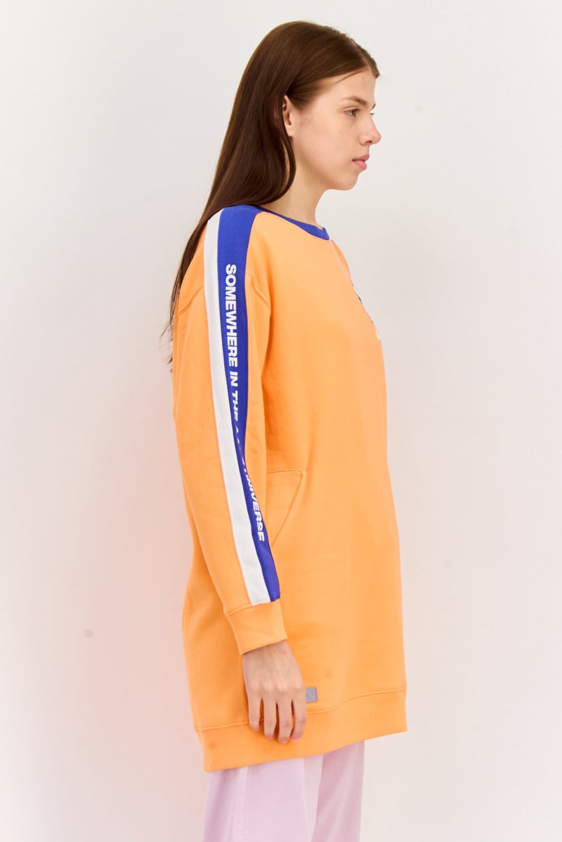 Aape By A Bathing Ape Women Crew Neck Long Sleeve Brand Logo Sweatshirts, Orange - Image 3