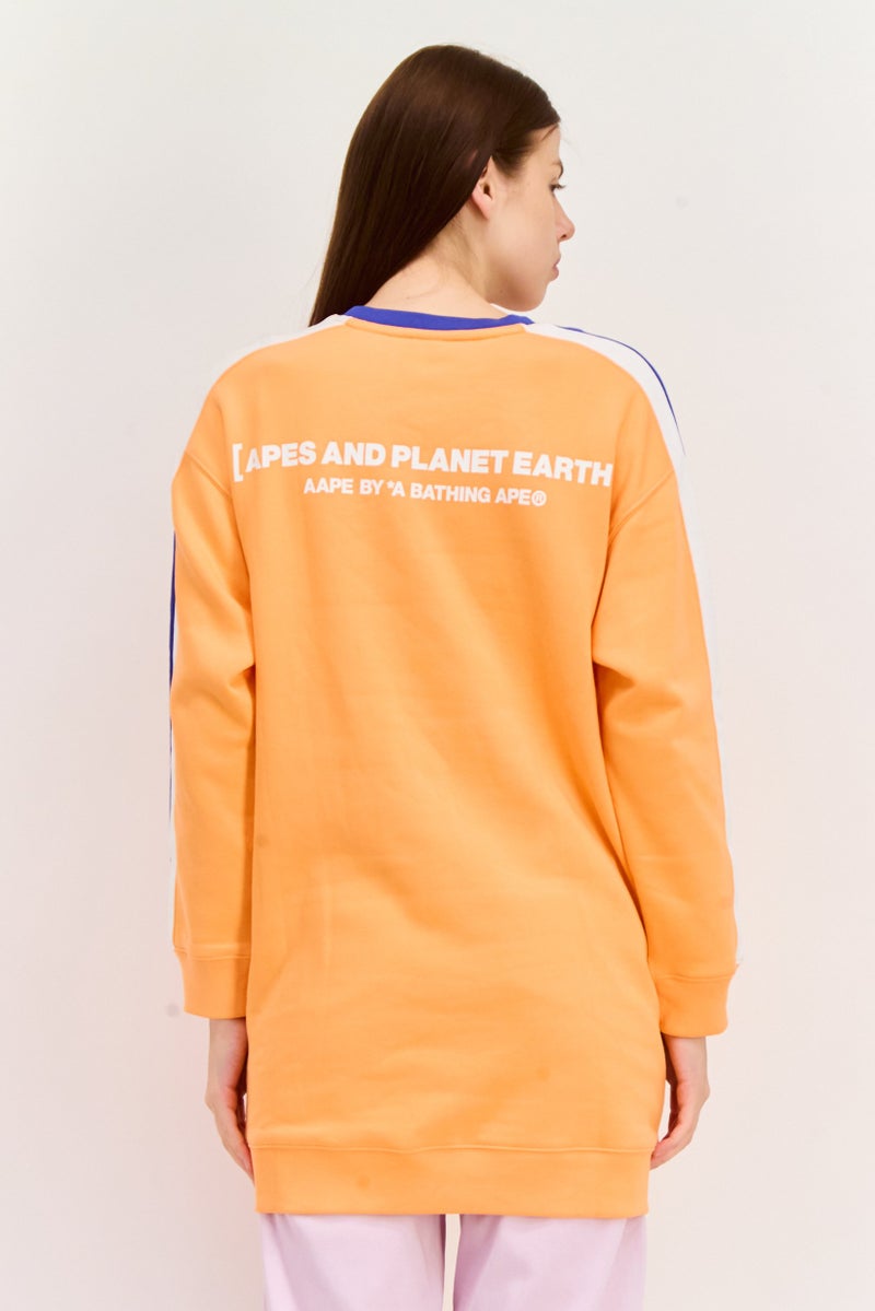 Aape By A Bathing Ape Women Crew Neck Long Sleeve Brand Logo Sweatshirts, Orange - Image 4