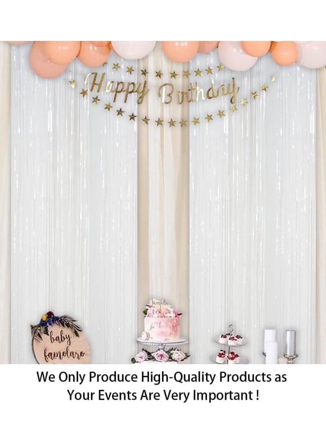 Foil Fringe Curtains 2 , 3FTx8FT Metallic Tinsel Backdrop - Matte White Party/Wedding/Photo Booth Decor, Durable Holiday Door & Window Curtains - Image 2