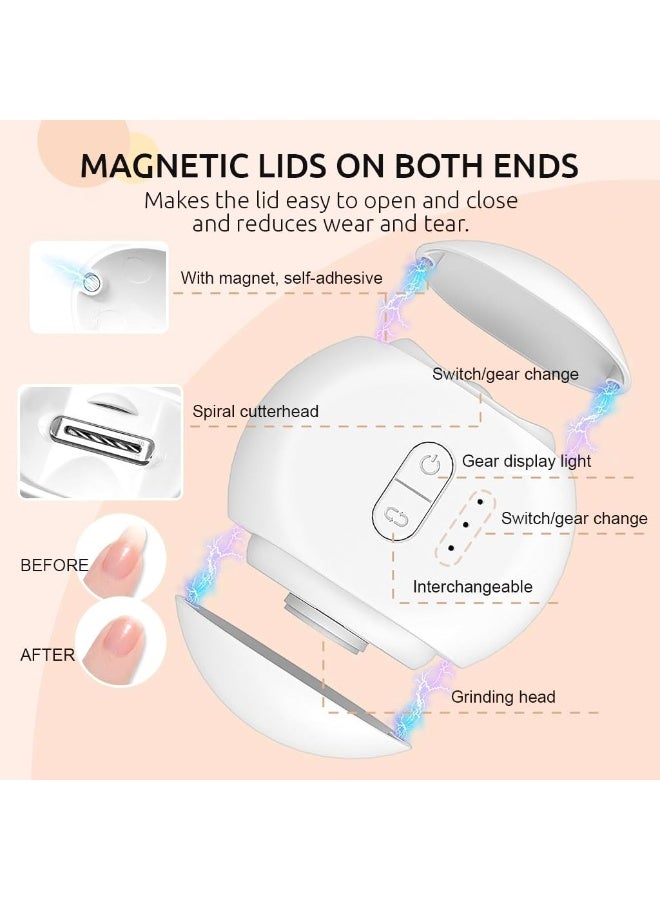 RION 2 in 1 Electric Nail Clipper & Nail File, LED Light, USB Rechargeable, Multi Nail File Heads, Travel Nail Trimmer - Image 5
