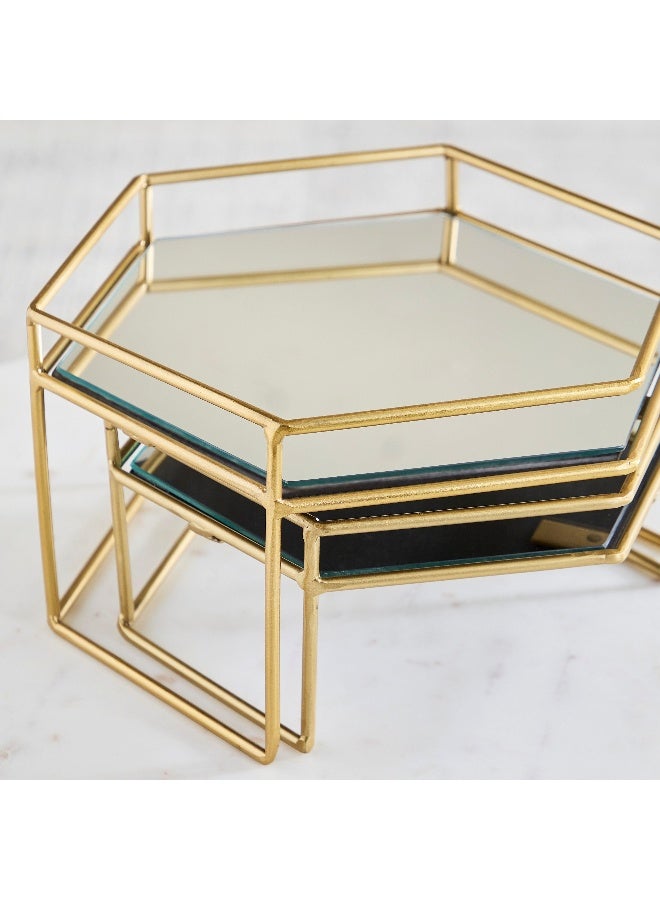 Home Box Milo 2-Piece Decorative Nesting Mirror Tray Stand Set  - Image 4