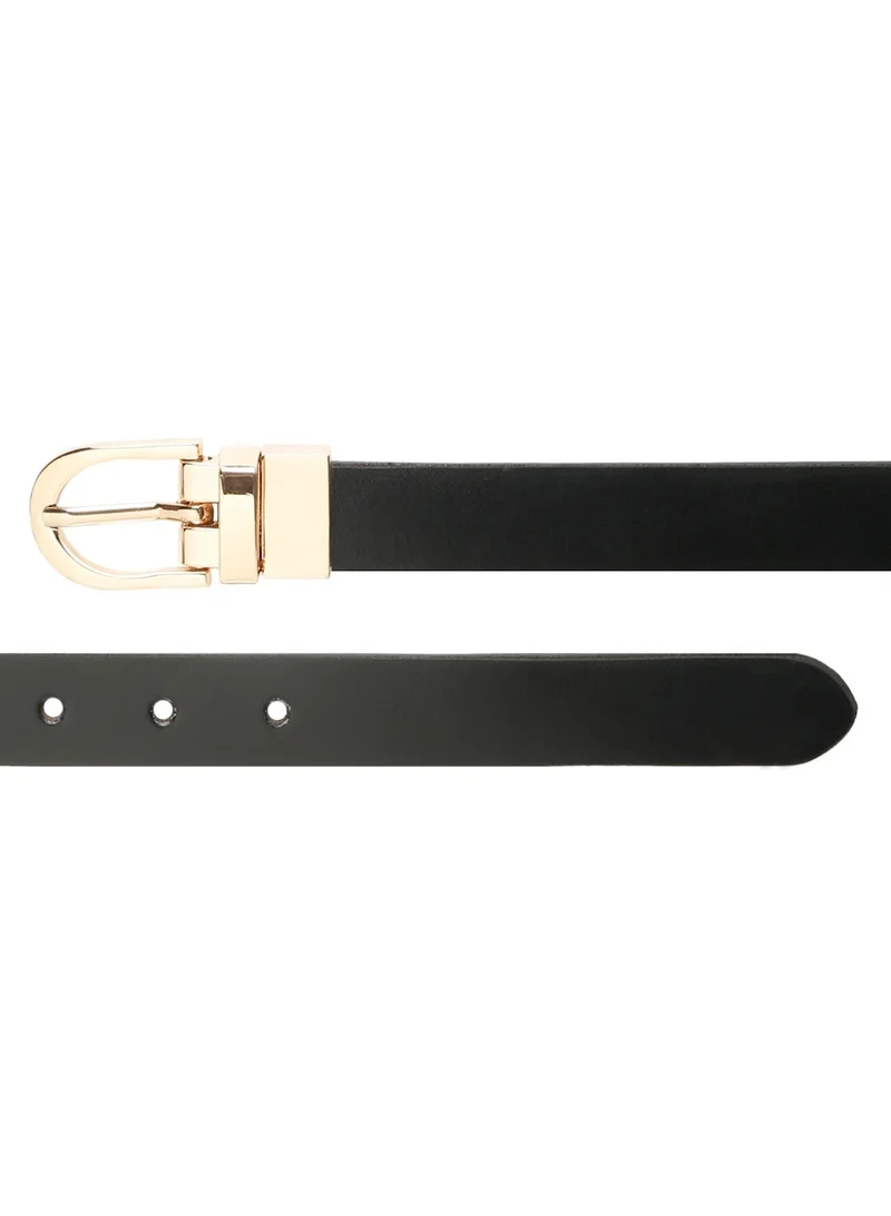 Teakwood  Teakwood Leathers Women's Reversible Genuine Leather Belt | Black & Tan Dual-Sided Leather | Gold-Tone Buckle | Slim Waist Belt | 2-in-1 Reversible Design | Comfortable Daily Wear | Casual, Formal & Office Wear for Women | Best Price UAE