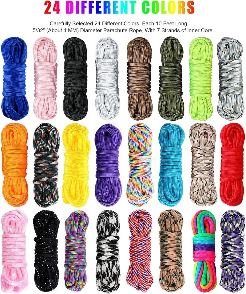 WEREWOLVES 550 Paracord Type III - Survival Paracord Bracelet Rope Kits - Tent Rope Parachute Cord Combo Crafting Kits, Many Colors of Outdoor Survival Rope - Great Gift - Image 2