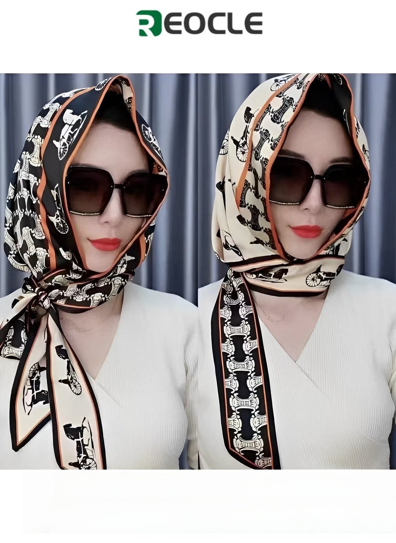 ريوكل عمامة نسائية مع حماية مزدوجة من أشعة الشمس، عمامة، غطاء رأس ناعم من قطعة واحدة، حجاب طويل، عمامة كاملة، واقي شمسي من حرير التوت - Image 1