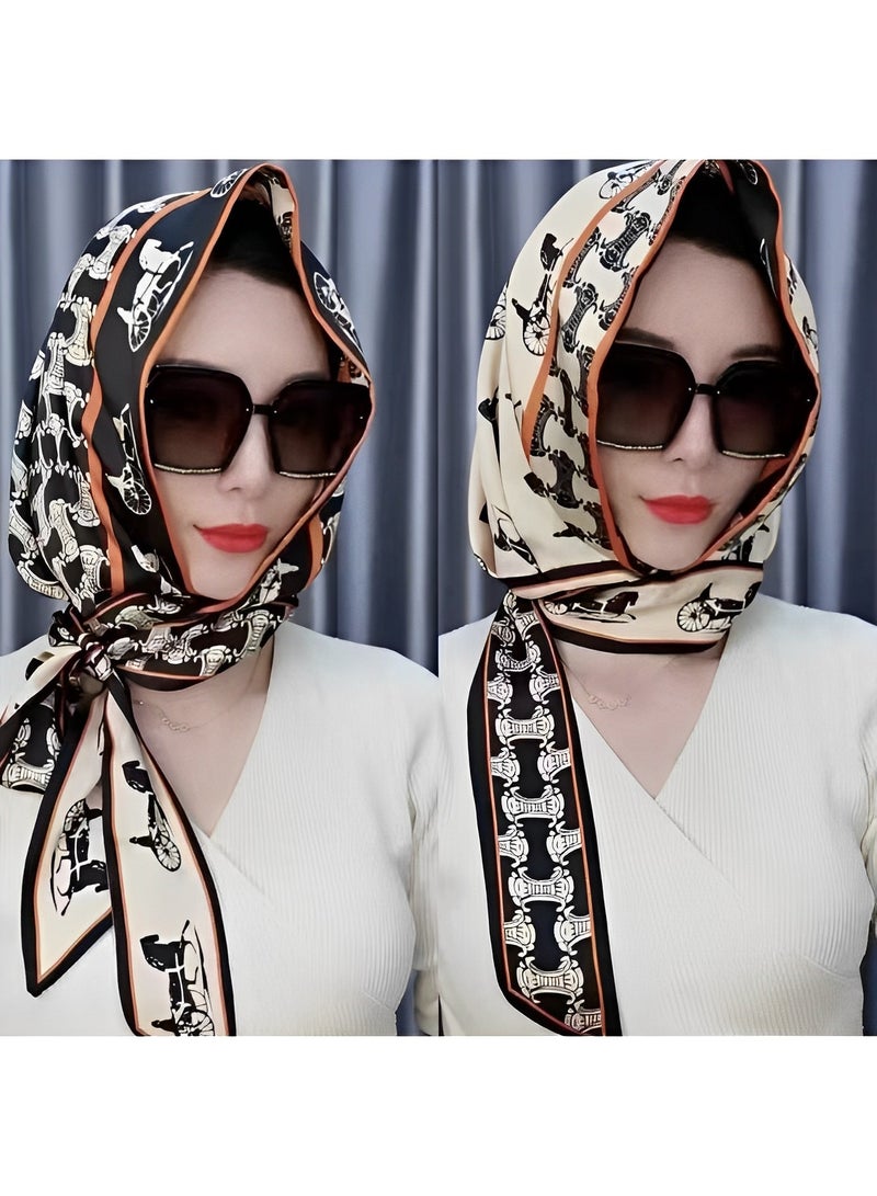 ريوكل عمامة نسائية مع حماية مزدوجة من أشعة الشمس، عمامة، غطاء رأس ناعم من قطعة واحدة، حجاب طويل، عمامة كاملة، واقي شمسي من حرير التوت - Image 2