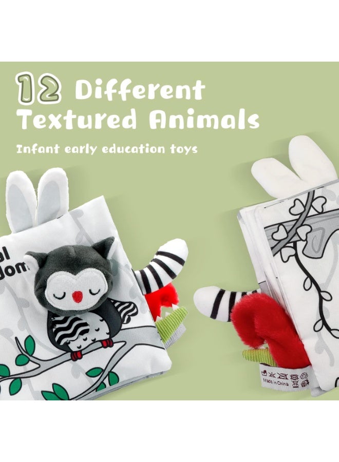 Capstro Baby Soft Cloth Book – Forest Theme Sensory Fabric Activity Book with Crinkle Pages, 3D Plush & Hanging Loop for Infant Visual & Tactile Early Learning – Forest Theme - Image 4