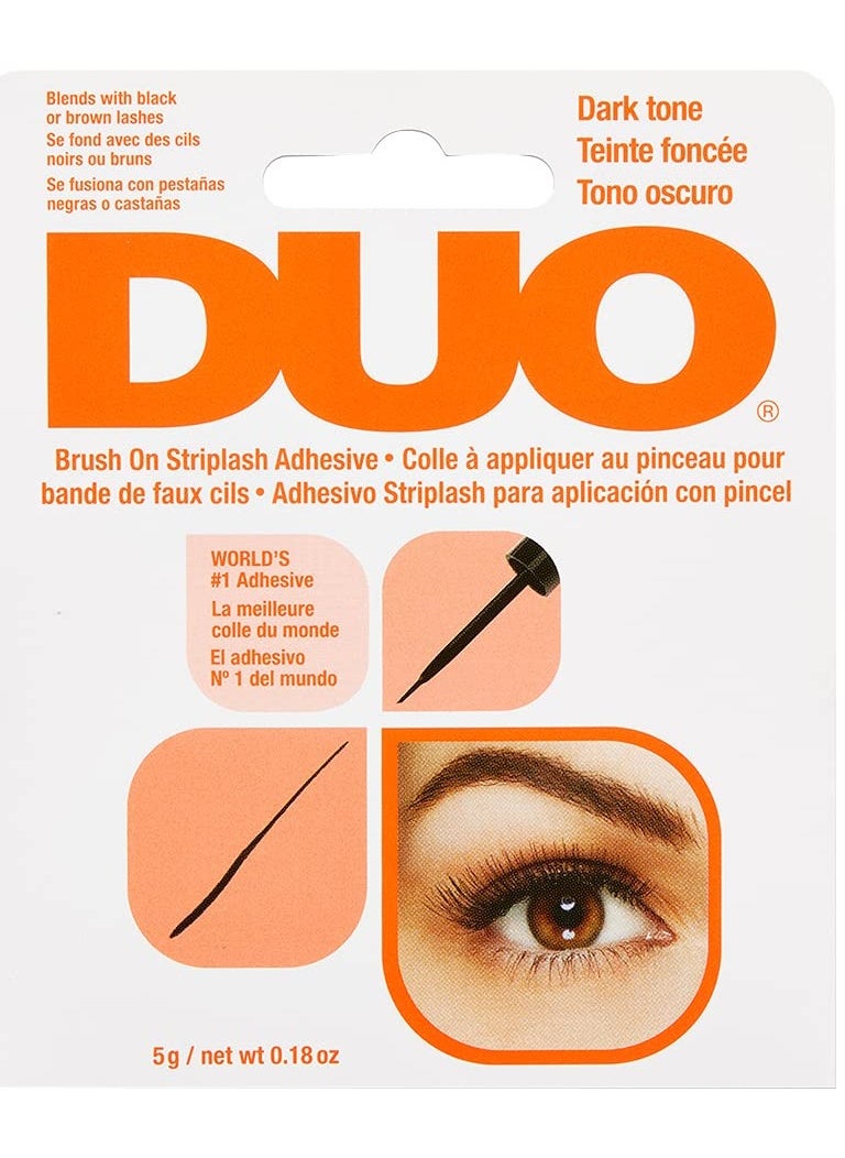 Duo Duo Brush On Strip Lash Adhesive - Dark Tone, Waterproof, Latex-Free, Quick-Drying Lash Glue for All-Day Wear, 5g  - Image 1