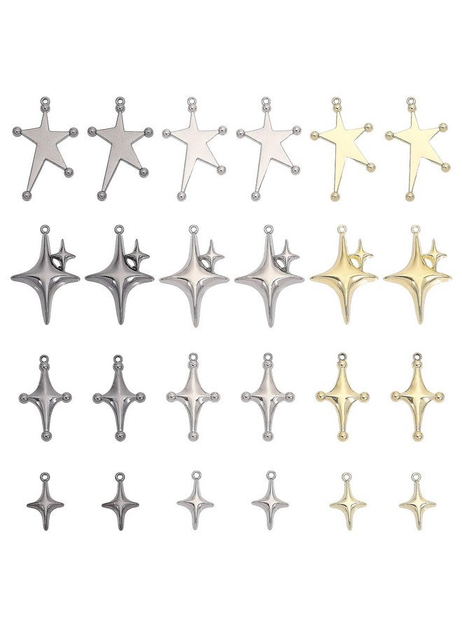 CHGCRAFT 24Pcs 12Styles Star Rack Plating Alloy Pendants Star Shape Pendant for DIY Handmade Earring Necklace Jewelry Making - Image 1