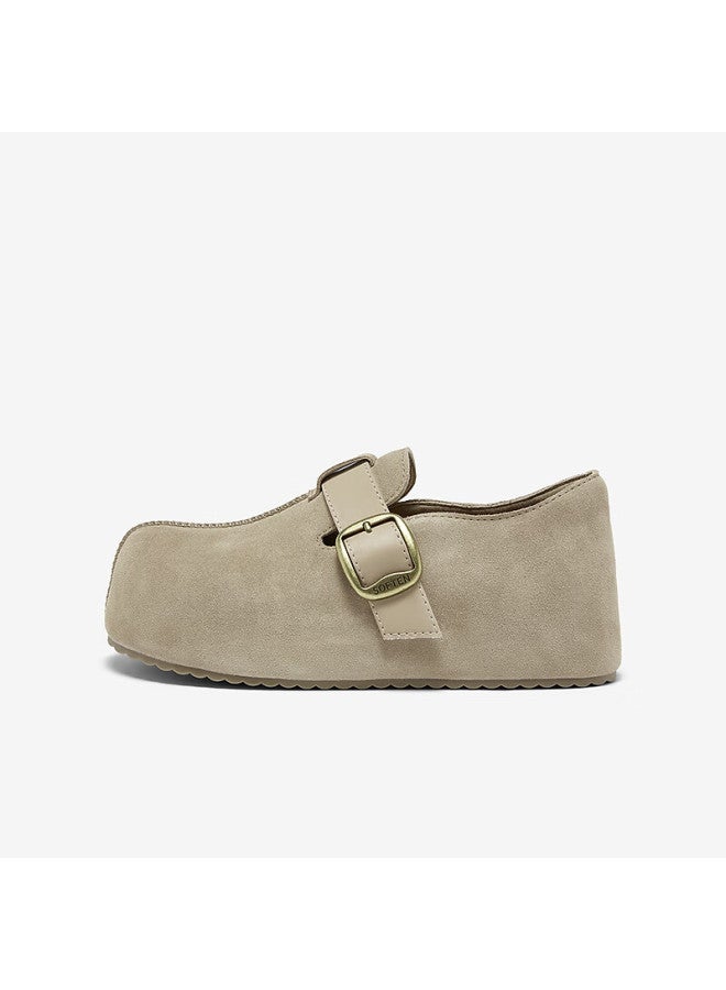 BASTO Bata Spring Birkenstock Style Fashion Simple Retro Casual Women's Flats E7333am6 Beige Size 34 - Image 1