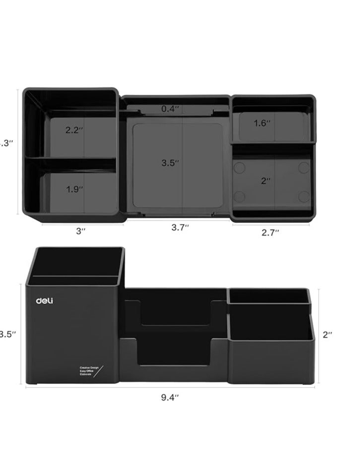 Deli منظم مكتب DELI، منظم مكتبي مع حوامل أقلام، صينية ملاحظات لاصقة، تخزين مشابك ورقية، منظمات مكتبية وإكسسوارات للمكتب، المنزل، المدرسة، 6 أقسام EZ002 20 - Image 2