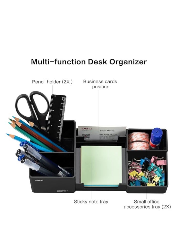 Deli منظم مكتب DELI، منظم مكتبي مع حوامل أقلام، صينية ملاحظات لاصقة، تخزين مشابك ورقية، منظمات مكتبية وإكسسوارات للمكتب، المنزل، المدرسة، 6 أقسام EZ002 20 - Image 4