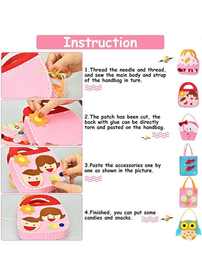 Geustos Sewing Kit for Kids, 6 Pcs Craft Kits for Sewing Sets, Sewing Crafts Handbag, Kids Sewing Crafts Supplies, Felt Fabric Felt Sewing Gifts, DIY Felt Handbag Handmade, Gifts Toys for Toddler Kids  - Image 3