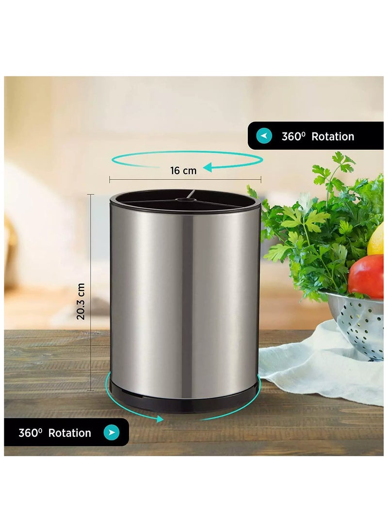 Generic - Stainless Steel Rotating Kitchen Utensil Holder | 360° Spinning Cooking Tool Organizer | Durable Space-Saving Kitchen Storage for Spoons, Spatulas, and Kitchen Accessories - Image 1