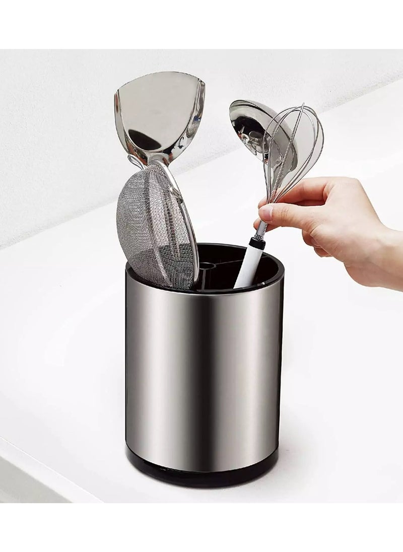 Generic - Stainless Steel Rotating Kitchen Utensil Holder | 360° Spinning Cooking Tool Organizer | Durable Space-Saving Kitchen Storage for Spoons, Spatulas, and Kitchen Accessories - Image 1
