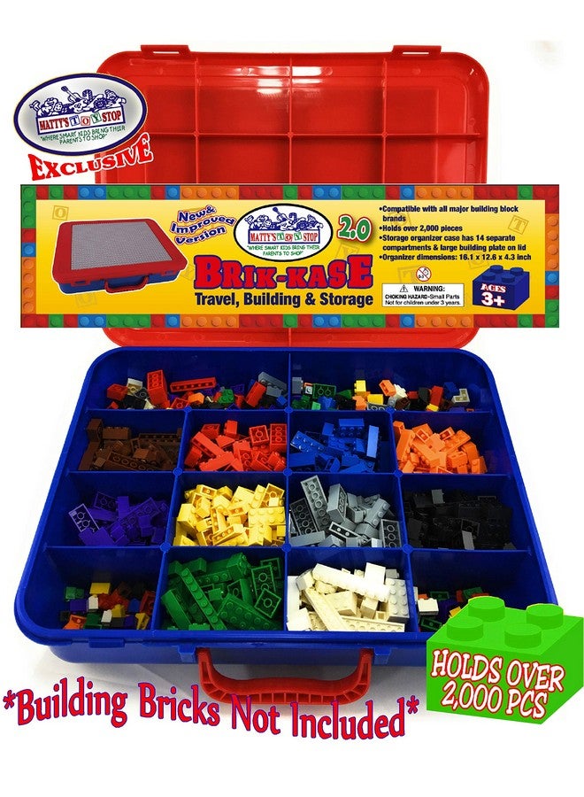 Matty's Toy Stop Matty's Toy Stop Brik-Kase 2.0 Travel, Building, Storage & Organizer Container Case with Building Plate Lid (Holds Approx 2000pcs) - Compatible With All Major Brands (Blue, Red & Gray)  - Image 2