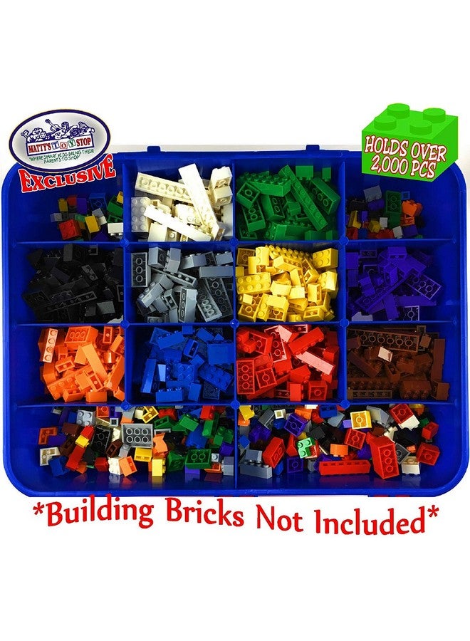 Matty's Toy Stop Matty's Toy Stop Brik-Kase 2.0 Travel, Building, Storage & Organizer Container Case with Building Plate Lid (Holds Approx 2000pcs) - Compatible With All Major Brands (Blue, Red & Gray)  - Image 4