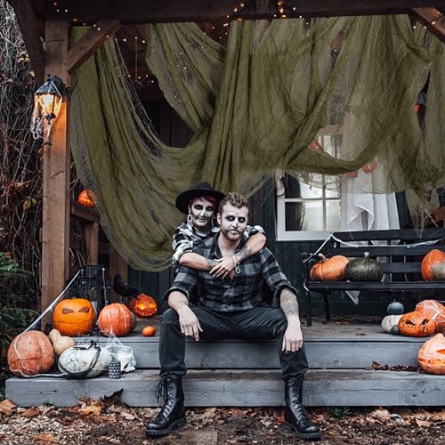 RunNico 400" x 71" Halloween Creepy Cloth - Halloween Spooky Fabric Cloth - Scary Gauze Blood Creepy Clothes for Haunted House Halloweens Party Yard Wall Doorway Outdoors Decoration - Image 4