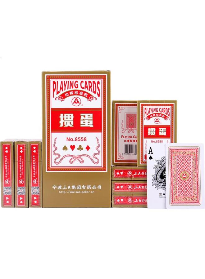 THREEA San A Guandan Playing Cards, Entertainment Guandan Cards, 55*95 Blue Core Paper, 8558 Narrow Version Red Ten Decks - Image 1