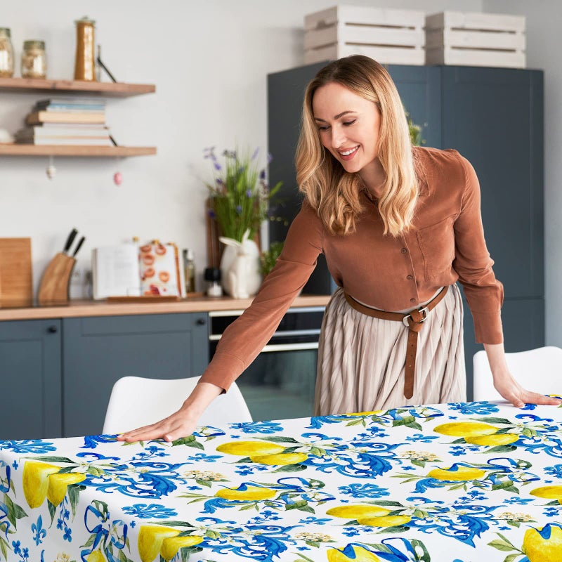 Whaline Lemon Tablecloth Rectangle Italian Lemons Fabric Table Cloth Waterproof Washable Spring Summer Lemon Table Cover for Picnic Dinner Table Home Kitchen Party Decoration, 60 x 104 Inch - Image 5