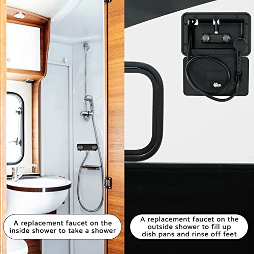 EXCELFU RV Shower Faucet 4 Camper Shower Faucet Valve Diverter with Knobs for Outdoor and Indoor for RV Camper Trailer Motorhome Black - Image 3