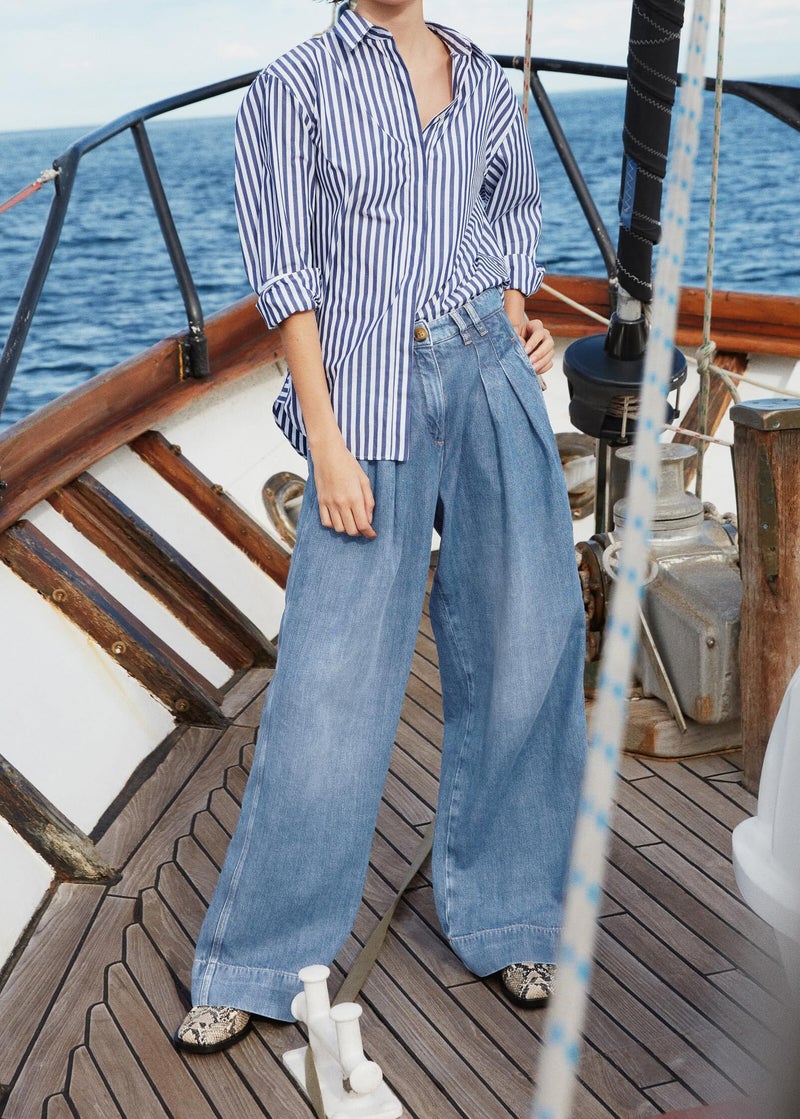 PLNOTME Women's High Waisted Wide Leg Jeans Baggy Mom Casual Denim Pants Light Blue - Image 3