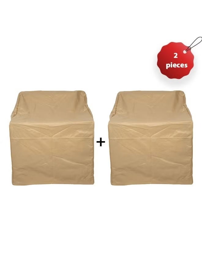 Package Two 2 Duty Oxford Polyester Chair Covers, UV and Water Resistant, Beige, 125 x 66 x 86 cm WL240607-13 - Image 1