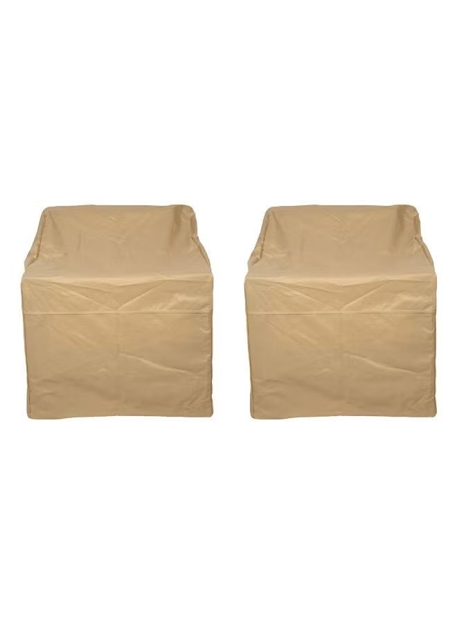 Package Two 2 Duty Oxford Polyester Chair Covers, UV and Water Resistant, Beige, 125 x 66 x 86 cm WL240607-13 - Image 2