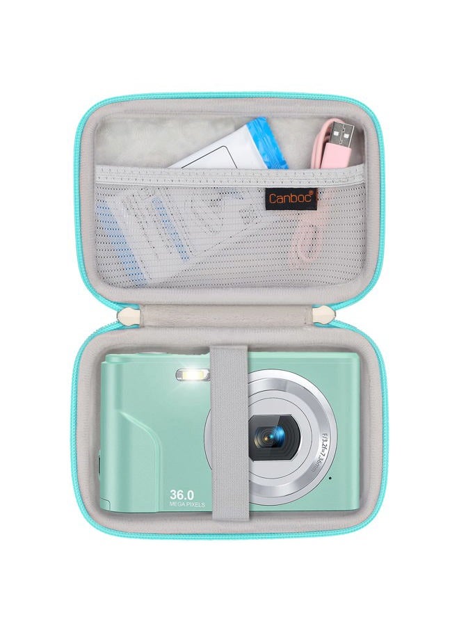 Canboc Digital Camera Case for CAMKORY/Sevenat/Lecran/Besungo/VAHOIALD/BEVLXNIV/IWEUKJLO Video Vlogging Camera and Other Compact Portable Mini Teens Cameras, Mesh Bag fit Cable, Green - Image 1