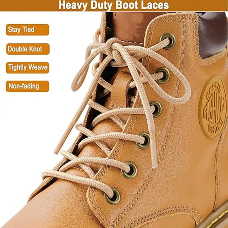 XERUS shoe lace Beige Round Shoe laces pack of 2pair for Hiking Boots Sports shoe Shoe Care & Accessories (2, beige, 120cm) - Image 2