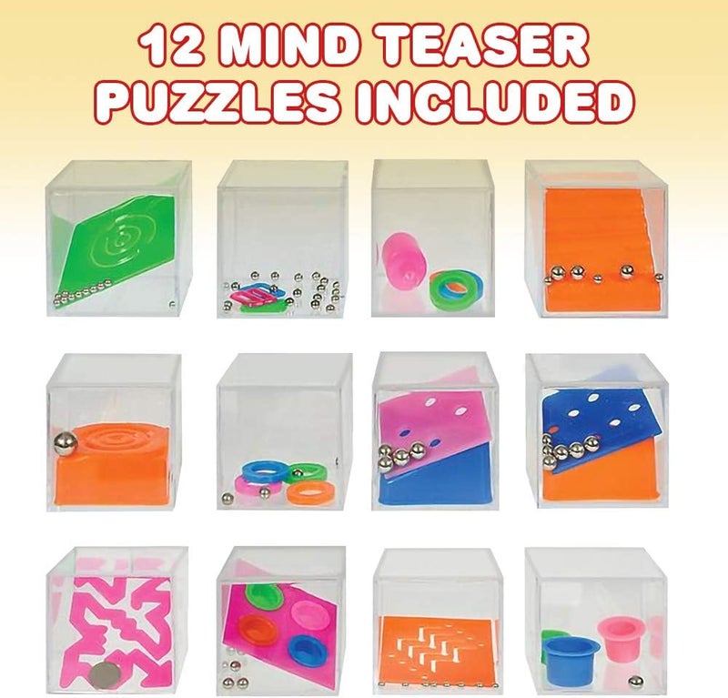 Gamie Gamie Brain Teaser Puzzles for Kids Pack of 12 Mini 15 Inch Maze Puzzle Cubes in Assorted Designs Fun Road Trip Toys Birthday Party Favors Stocking Stuffers Goodie Bag Fillers  - Image 2
