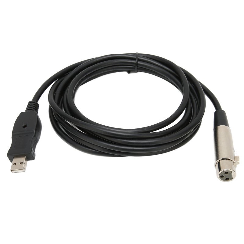كابل ميكروفون USB بصوت رقمي 16 بت وتردد 48 كيلوهرتز - محول تناظري إلى رقمي مدمج لتعزيز إشارة الصوت - واجهة XLR أنثى للتسجيل المنزلي - Image 2