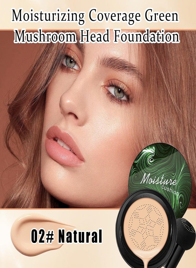 JunKuJK Mushroom Head Air Cushion CC Cream Foundation Makeup,Moisturizing BB Cream Face Makeup Liquid Foundation,Long Lasting Full Coverage Concealer for All Skin Types（Natural） - Image 2