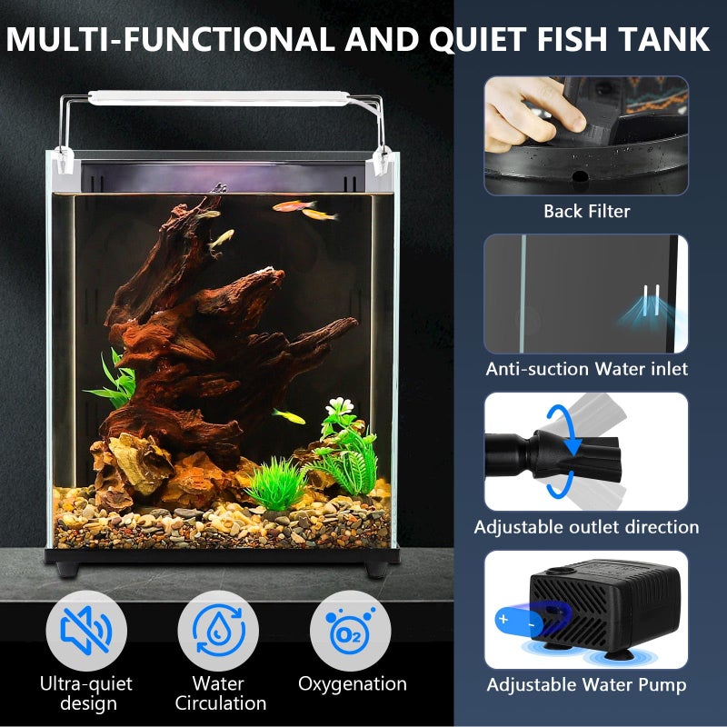 fishkeeper 5 Gallon Fish Tank Starter Kit, Small Aquarium with Filter and Adjustable 3 Color Lighting Self Cleaning Fish Bowl Rimless Aquarium for Beginners (Freshwater Fish Tank) - Image 4