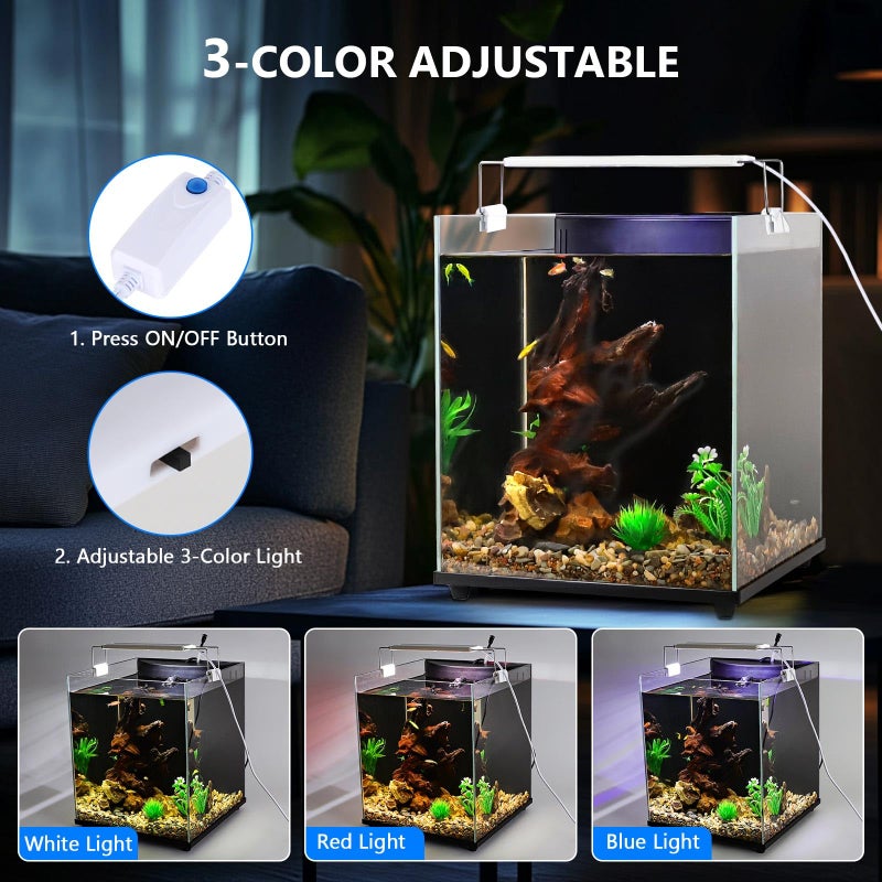 fishkeeper 5 Gallon Fish Tank Starter Kit, Small Aquarium with Filter and Adjustable 3 Color Lighting Self Cleaning Fish Bowl Rimless Aquarium for Beginners (Freshwater Fish Tank) - Image 3