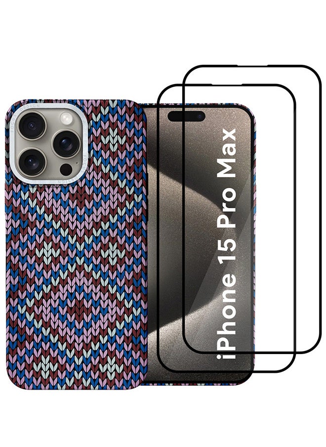 CATANES - iPhone 15 Pro Max 3Packs Case Cover with a Caseless Feel, Glow in The Dark, Aramid Fiber Woven / X Aries - Purple - Image 1