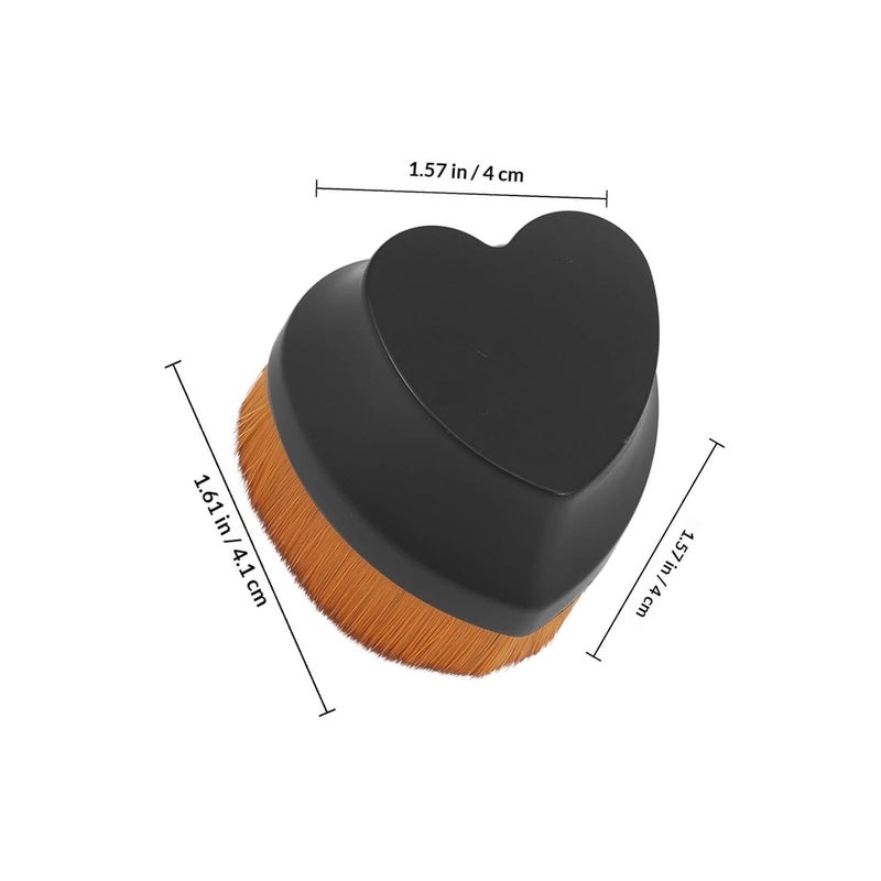 Heart-shaped Small Foundation Brush for Women Makeup Blending Brush with Black-brown Bristles Portable Travel Foundation Liquid - Image 2