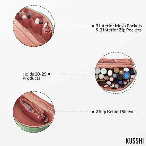 KUSSHI Neoprene Train Case (Large, Sage/Coral Rose) - Image 3
