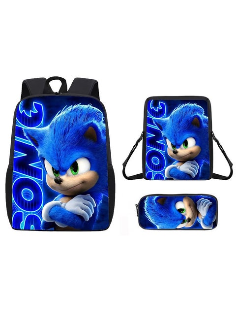 New SONIC Sonic backpack two-dimensional cartoon animation primary school bag backpack satchel pencil case three-piece set