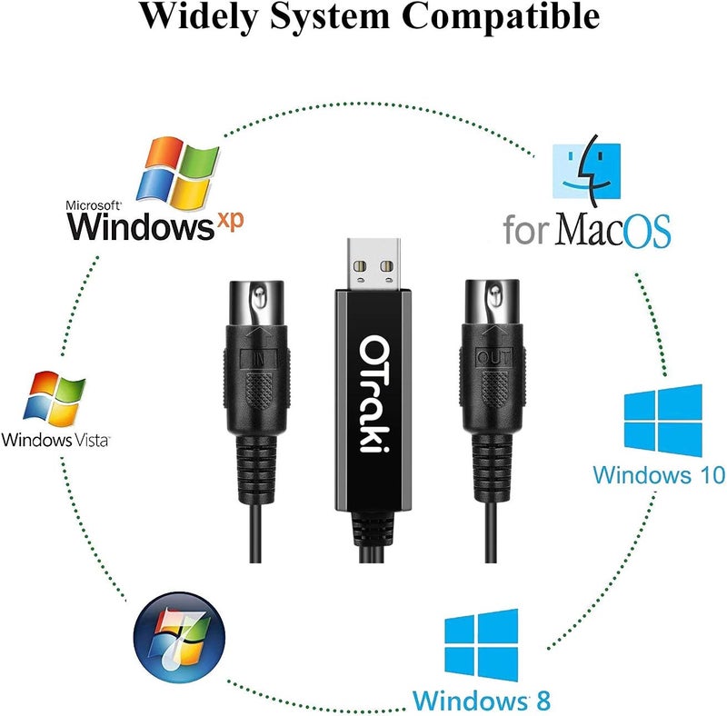 O تراكي كابل MIDI خارجي من ، بطول 3 أمتار (6.6 قدم)، مزود بـ 5 أطراف، لاستخدامه مع لوحات المفاتيح الموسيقية أو البيانو مع أجهزة الكمبيوتر أو اللابتوب، كمحول واجهة MIDI USB لاستوديو الموسيقى المنزلي. - Image 5