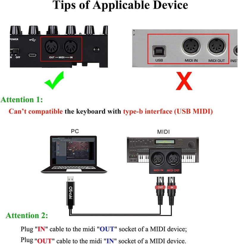 O تراكي كابل MIDI خارجي من ، بطول 3 أمتار (6.6 قدم)، مزود بـ 5 أطراف، لاستخدامه مع لوحات المفاتيح الموسيقية أو البيانو مع أجهزة الكمبيوتر أو اللابتوب، كمحول واجهة MIDI USB لاستوديو الموسيقى المنزلي. - Image 2