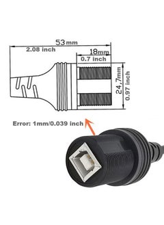 Kework 0.3 Meter USB Type B 2.0 Flush Mount Cable, USB B Male to Female Dashboard Panel Mount Extension Cord for Car Truck Boat Motorcycle, Sync Data Transferring  - Image 3