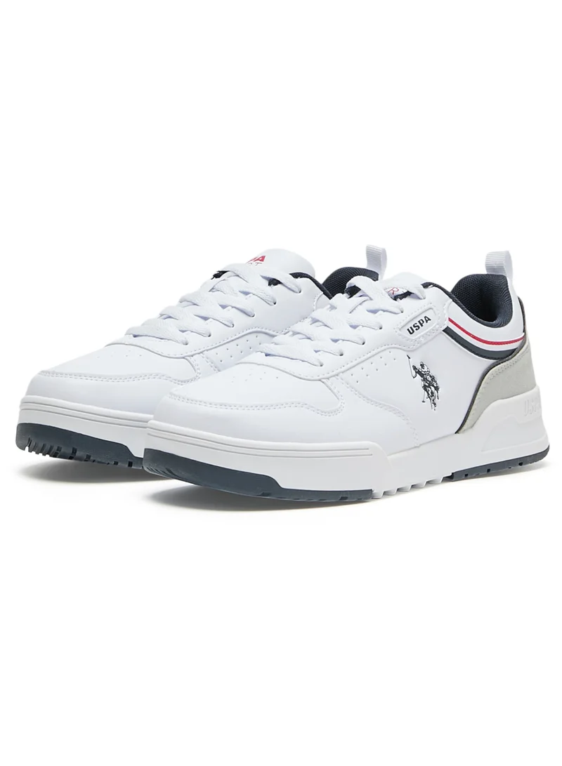 U.S. Polo Assn. Men's White Sneakers - Lightweight Modern Design, Comfortable Everyday Casual Shoes