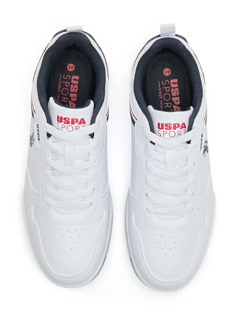 U.S. Polo Assn. Men's White Sneakers - Lightweight Modern Design, Comfortable Everyday Casual Shoes