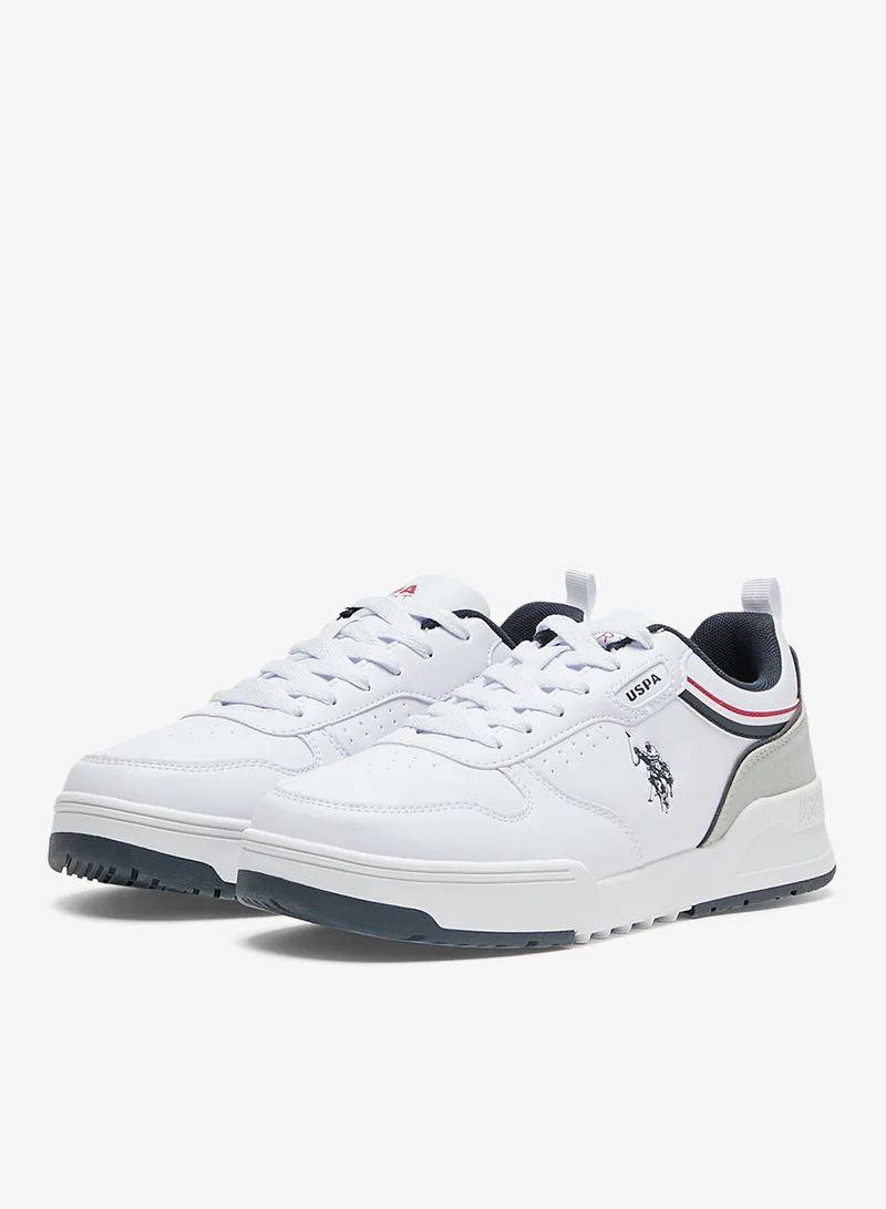 U.S. Polo Assn. White/Navy/Red Men's White Sneakers - Lightweight Modern Design Shoes, Comfortable Everyday Casual for Men | Best Price UAE