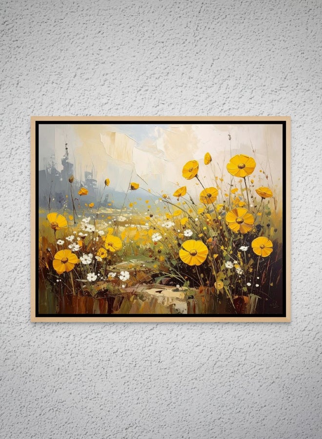 Art Decor Framed Canvas Landscape Print of Modern Abstract Floral Botanical Art, Floral Garden Artwork Wall Décor for Living Room Bedroom Office. - Image 1