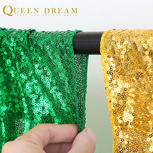 QueenDream Green Sequin Backdrop Curtains 2 Panels 2FTx8FT Christmas Party Backdrop Glitter Birthday Bridal Wedding Curtains Sparkle Photo Backdrop - Image 5