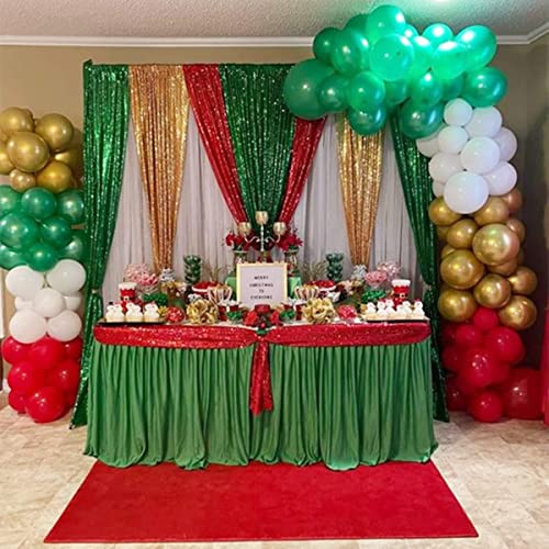 QueenDream Green Sequin Backdrop Curtains 2 Panels 2FTx8FT Christmas Party Backdrop Glitter Birthday Bridal Wedding Curtains Sparkle Photo Backdrop - Image 4