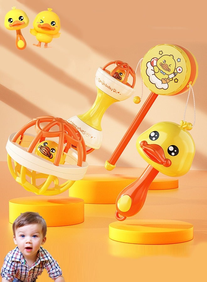 4Pcs Toddler Toys,  Rattles Toys Set, Infant Grab Shake Rattle Sensory , Early Development Learning Music Toy Newborn Teether Toy for Monthly Boy Girl Baby Toys  - Image 1
