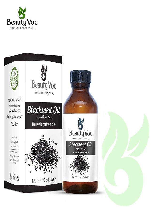 BEAUTY VOC Premium Black Seed Oil Enriched with Antioxidants, Vitamins, and Essential Fatty Acids for Radiant Skin, Wrinkle Reduction, Soothing Irritations and Boosting Hair Health, 120ml  - Image 1