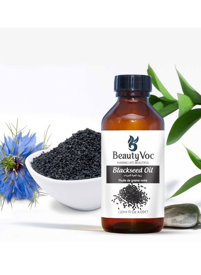 BEAUTY VOC Premium Black Seed Oil Enriched with Antioxidants, Vitamins, and Essential Fatty Acids for Radiant Skin, Wrinkle Reduction, Soothing Irritations and Boosting Hair Health, 120ml  - Image 3